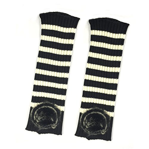 Bowbear Little Girls Striped Leg Warmers Black