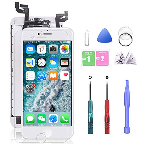Compatible with iPhone 6S Plus Screen Replacement White 5.5 Inch LCD Display with 3D Touch Screen Digitizer Frame Full Assembly Include Full Free Repair Tools Kit+Instruction+Screen Protector