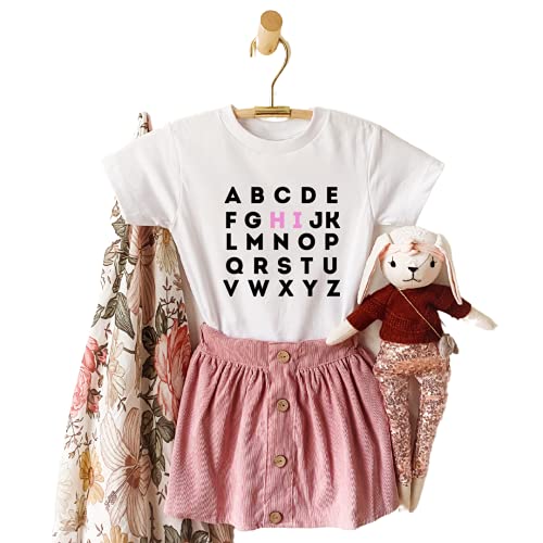 Alphabet Hi Back to School Outfits for Boys, Girl, First Day of School Shirts, 1st Day of School Outfit, Cute Back to School T-shirts for Kids, Toddler, Kindergarten, Pre-K, All Grades.