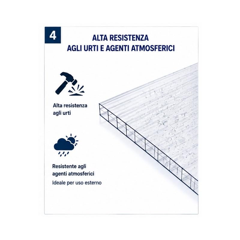 Policarbonato Alveolare 16 mm 200x98 cm Trasparente 2 Pezzi