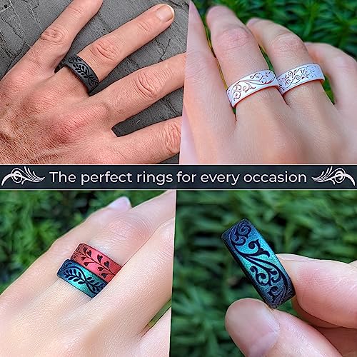 Knot Theory Silicone Ring in Filigree, Floral, Hearts, or Laurel - Engraved Dual Layer Silicone Wedding Band, for Sports Activities, Breathable Comfort Fit3