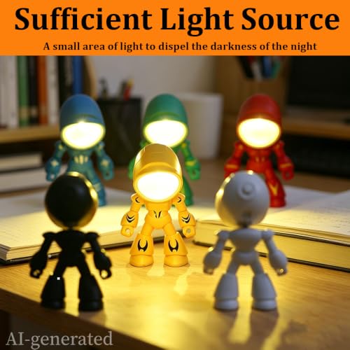 Lámpara de mesa nocturna con diseño robot y base magnética miniatura 3