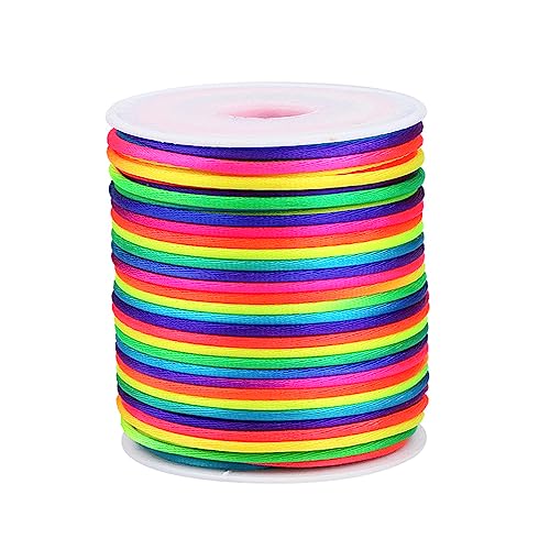 TONIFUL Nylon String Satin Cord for Necklace Bracelet Beading 1mm Rainbow