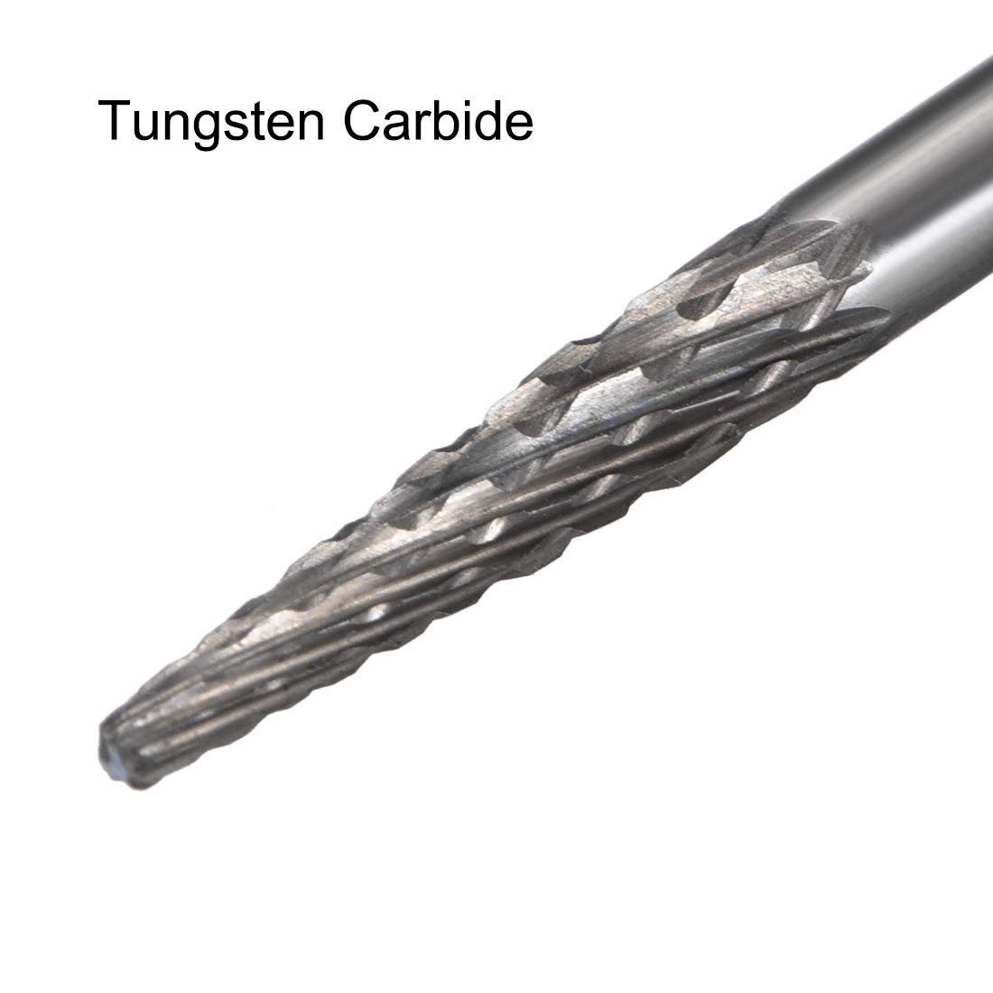uxcell Tungsten Carbide Rotary Files 1/8" Shank, Double Cut Taper Shape Rotary Burrs Tool 3mm Dia, for Die Grinder Drill Bit Wood Soft Metal Carving Polishing, 2pcs — Amazon image 3