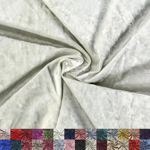 LitLook Panne Crushed Velvet Fabric by The Yard - 58/60' Wide Velvet Velour Cloth - Luxurious Fabric for Sewing Dresses, Upholstery & DIY Crafts - 97% Polyester 3% Spandex - Off White