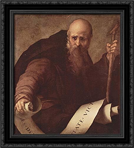 St. Anthony Abbot 20x22 Black Ornate Wood Framed Canvas Art by Jacopo Pontormo