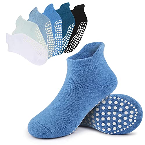 Mowenti Chaussette Antiderapante Bebe Enfant 1-3 Ans Chaussettes Antidérapantes Bébé Fille Garcon Lot de 6 Coton Socquettes Courtes Hiver Couleur_3