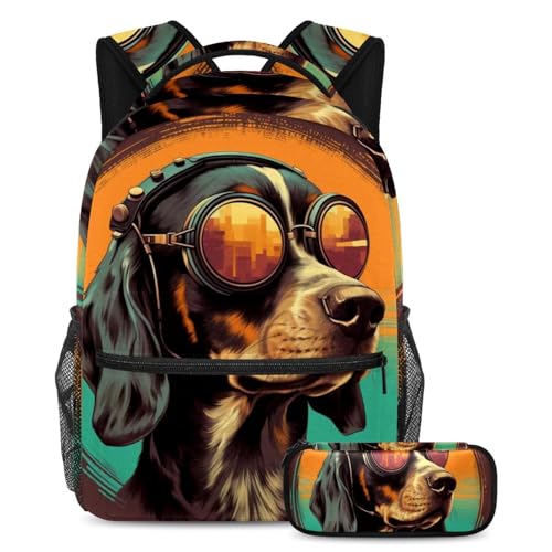 Ensemble cartable avec trousse à crayons | Sac à dos étudiant fille et garçon Dog 75 large