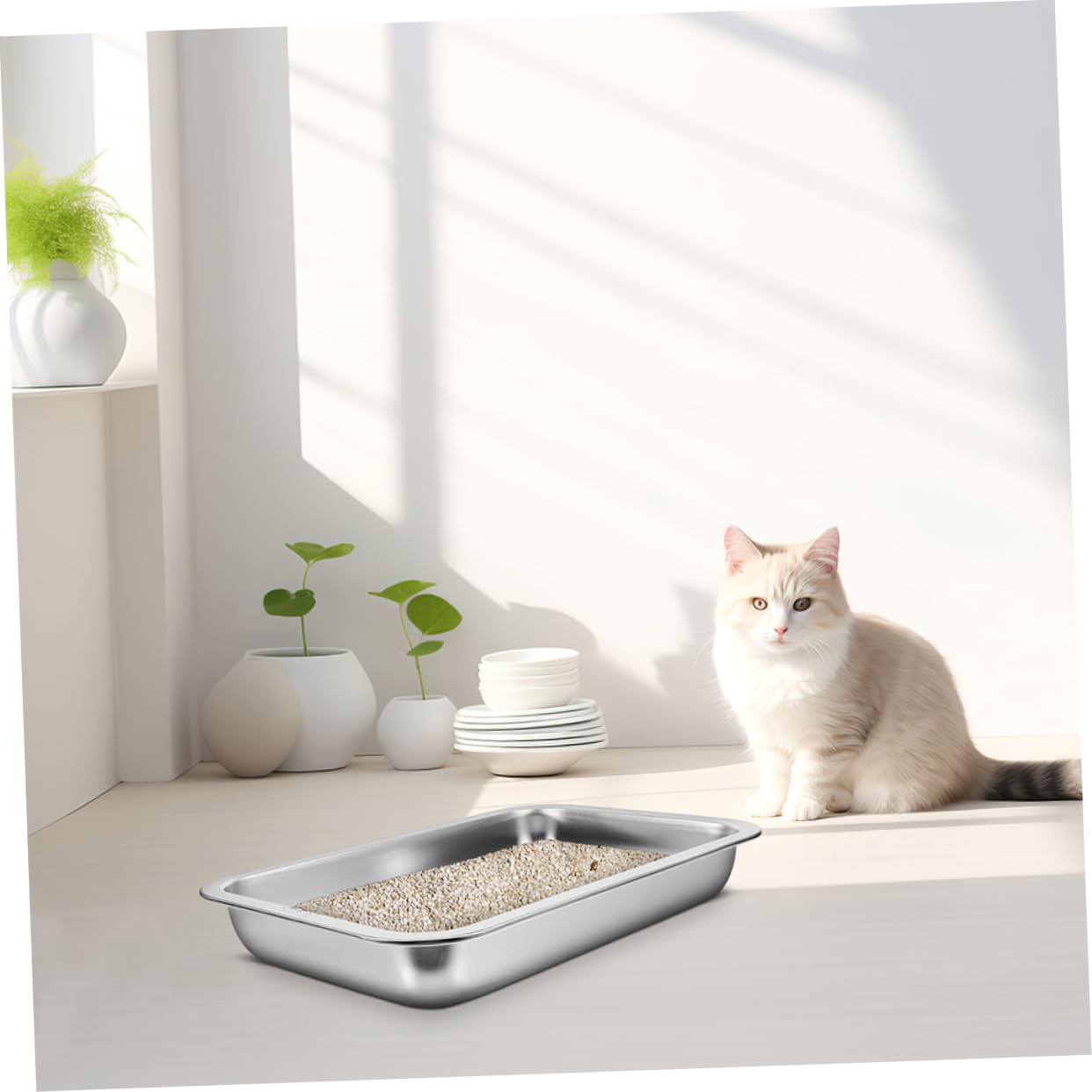 TOYANDONA Lettiera Per Gatti in Acciaio Resistente Lettiera Portatile Per Piccoli Animali Domestici Facile Da Usare e Pulire Mantenendo La Casa Pulita