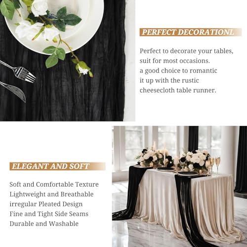 Pesonlook 24er Set Gaze-Tischläufer für Hochzeiten, 55 x 300 cm, Schwarz – Ansicht 6