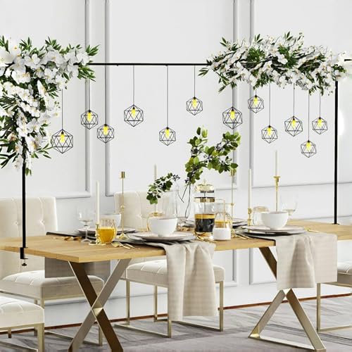 Guangyu Barra decorativa ajustable para mesa, soporte de metal negro, barra decorativa de mesa, abrazadera para decoración, decoración de boda, arco de cumpleaños, aniversario, decoración de Navidad