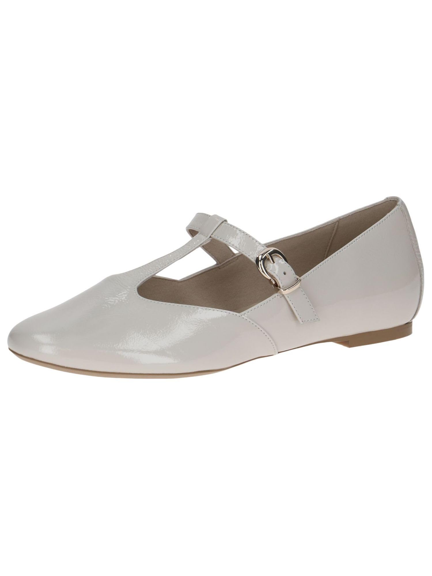 CAPRICE Women's Leather Loafers with Buckle, Cream (Snow Naplak), 6.5 UK