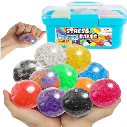 Lifehacks 12 Pcs Stress Balls for Adults Anxiety– Stress Relief Toys for Adults with ADHD, OCD, Anxiety, and Autism – Ideal Fidget Sensory Balls to Reduce Tension and Improve Focus.
