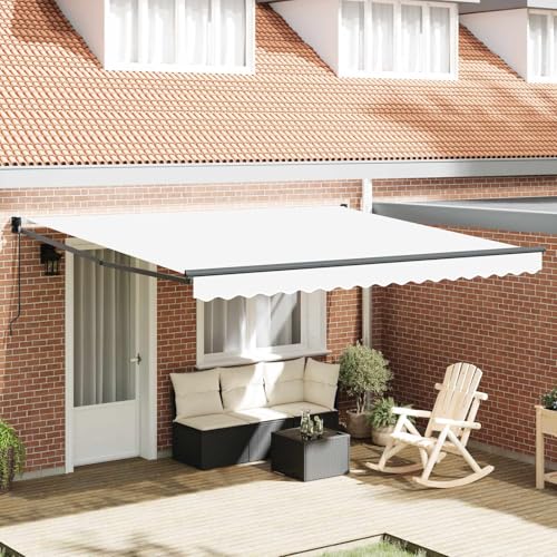 Store rétractable en polyester et aluminium blanc de 400 x 300 cm durable