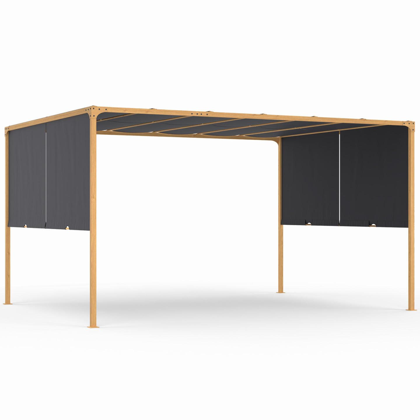 IDMarket - Pergola coulissante 2 pans 3x4 M belvédère de Jardin Effet Bois