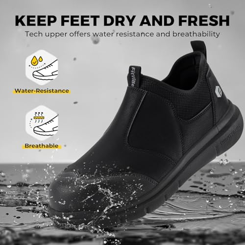 Image of FitVille Extra Wide Men's Slip on Composite Toe Shoes Safety Toe Work Shoes for Men Puncture Proof