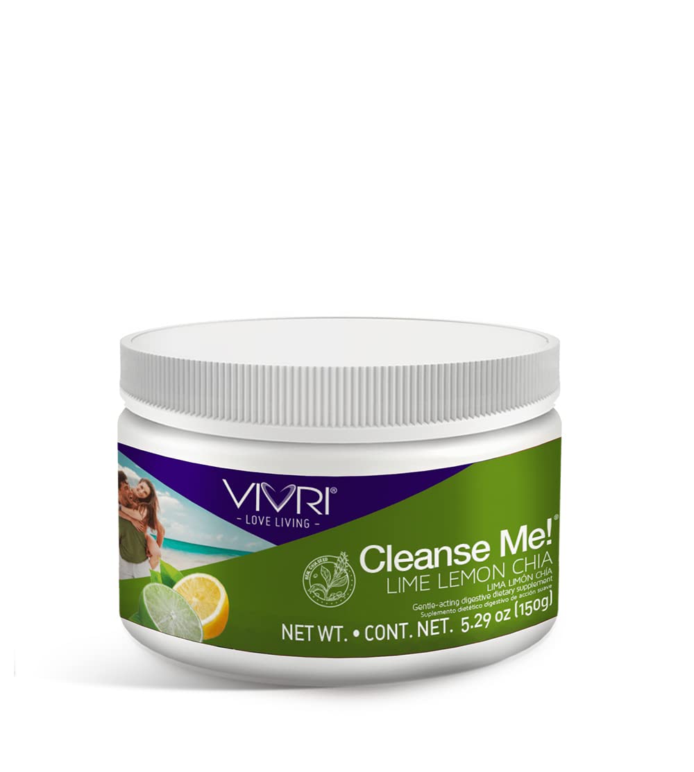 VIVRI Cleanse Me! Lime Lemon Chia Flavor, 30 servings, Aloe Vera, Nopal Fiber, 3 g of Fiber, Prebiotics and No added sugar