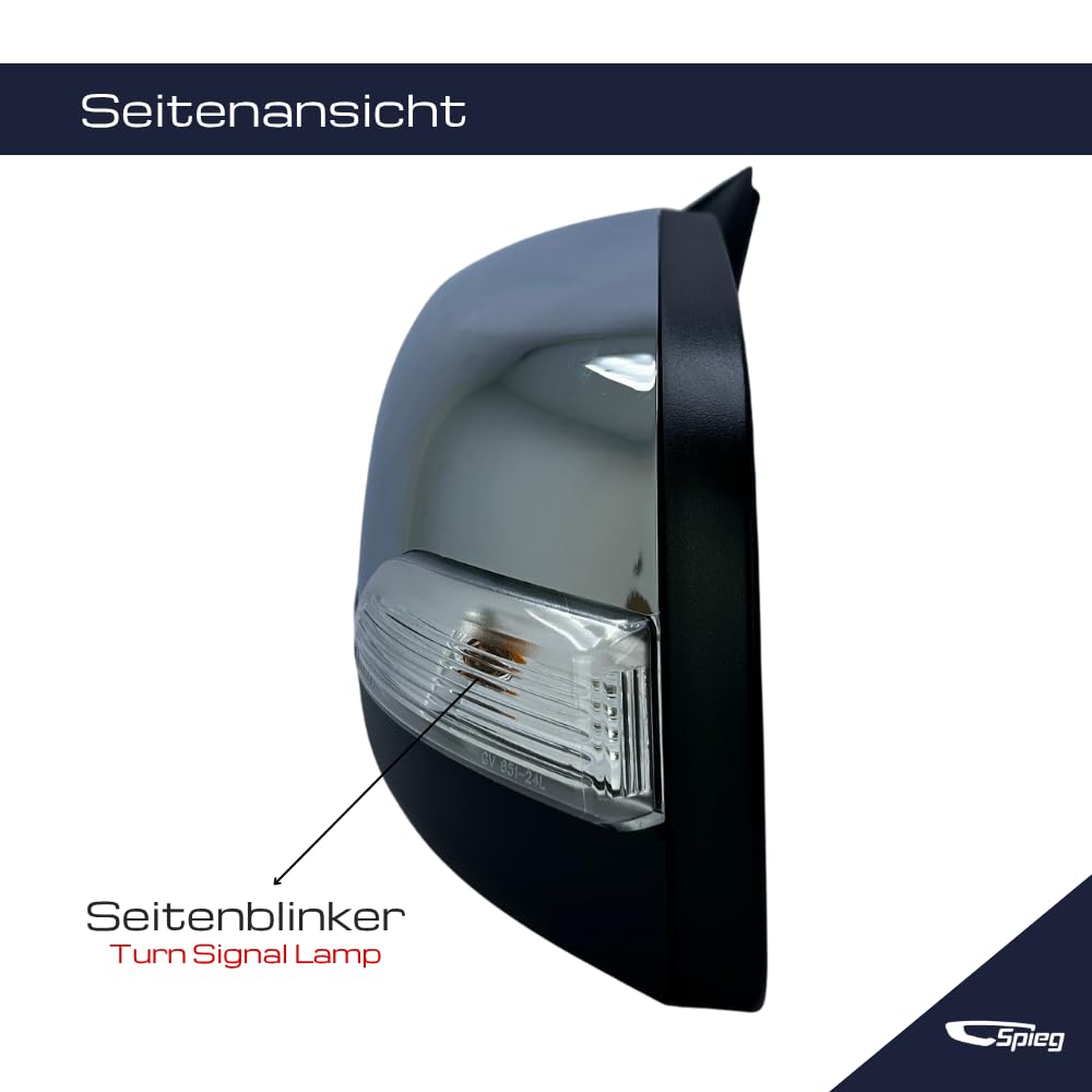 Spieg Außenspiegel Links für Ford Ranger 2011-2018 Manuell Einklappbar, Blinker, Einstiegsbeleuchtung, Chrom, 7 PIN