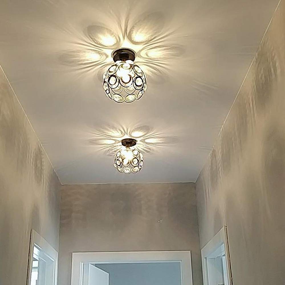 iDEGU Zestaw 2 nowoczesnych lamp sufitowych z kryształu i metalu, przemysłowa oprawa oświetleniowa E27, klosz podświetlenie do sypialni, wejścia do korytarza, 20 cm (czarny)