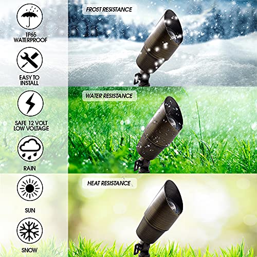 Led Spot Lights Outdoor Landscape Lighting 107 - Solid Brass Spotlight Led Yard Lights Security Landscape Lights For Beautiful Bright Long Lasting Home Garden Patio Pool Area Deck Lighting (No Bulb) #TOP2