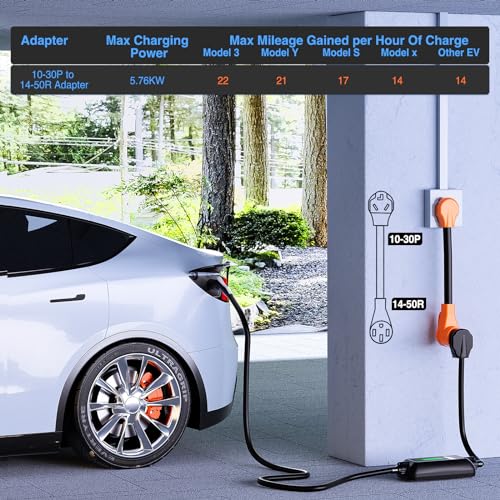 Image of Nilight EV Adapter Cord 30 Amp to 50 Amp 3 Prong Pure Copper Old Dryer Outlet to EV Plug Conversion Heavy Duty 10 Gauge Wire Nema 10-30P to 14-50R 30M /50F for Level 2 EV Using