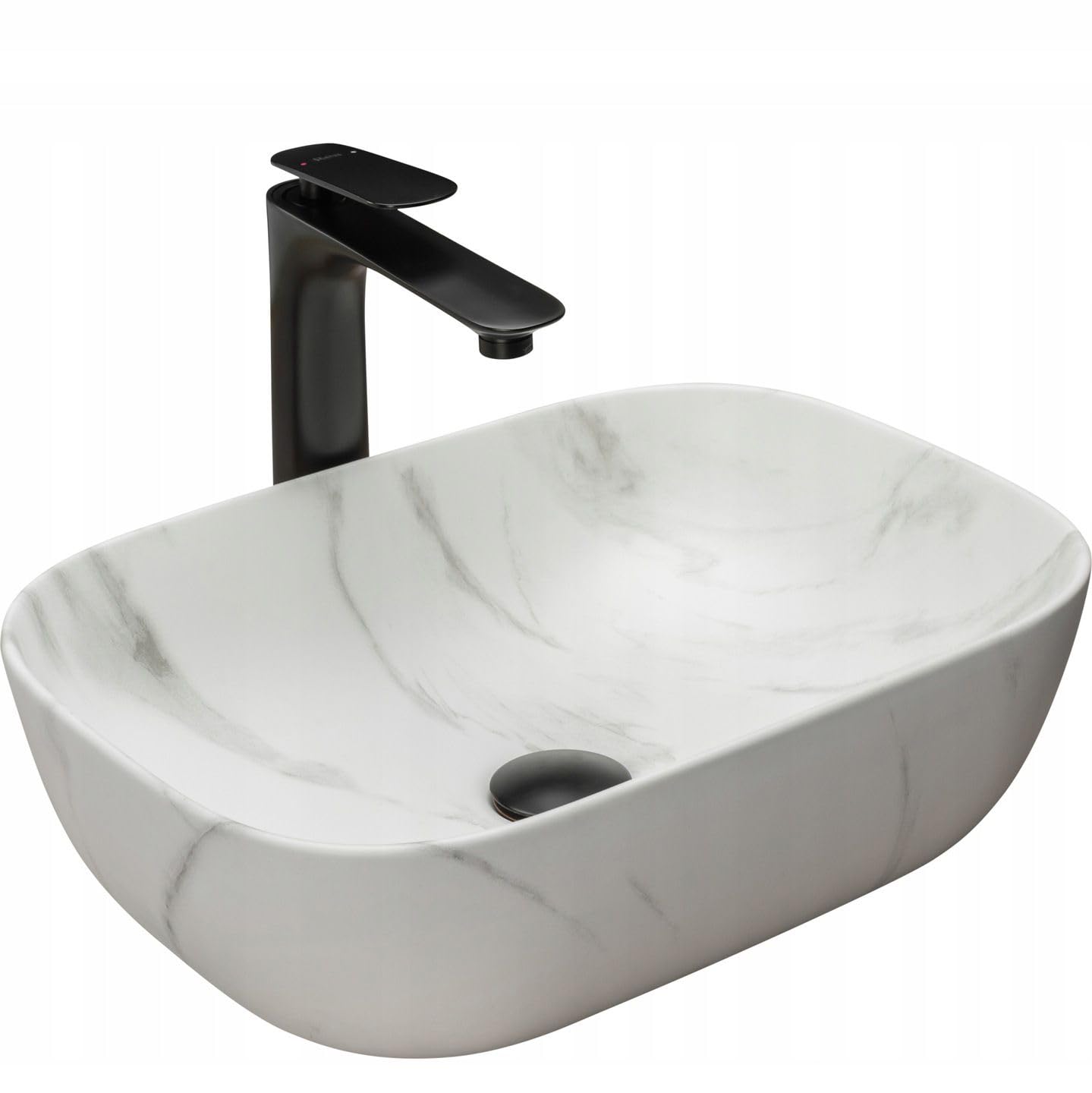 Rea Bathroom Sink Made of Ceramic Belinda Marble Matt - Stone Imitation - REA-U8702 — image 1