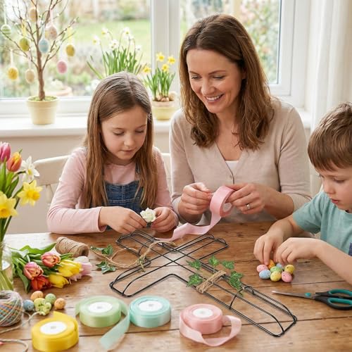 4 PCS Cross Wreath Frame,16 Inch Floral Wire Wreath Forms Easter Front Door DIY Craft Supplies for Wedding Christmas Easter Garden Church Hanging Decorations