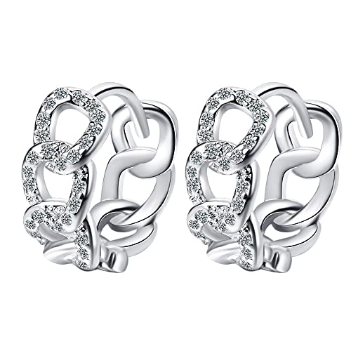 Créoles en argent 925 pour femmes boucles d'oreilles cristal
