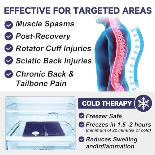 AiricePac Extra Large Gel Flexible Back Ice Packs for Injuries Reusable, 11”x 20” Cold Pack Wrap for Knee Leg Neck Shoulder Hip Back Pain Relief, Cold Compress Therapy for Swelling, Bruises, Surgery