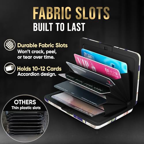 Image of TopMost RFID-Blocking Aluminum Wallet Credit Cards Holder for men & women - Slots for 12 Cards And Bills, Peony Flowers, 11*7.5*2cm, Card and Bills Holder
