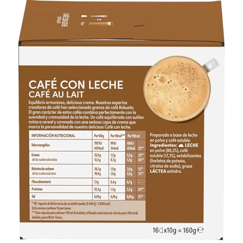 Image of NESCAFE Dolce Gusto Cafe Au Lait Coffee Capsules (Pack of 3) - 16 Pods (160g) Box Each - Smooth Milk Coffee with Balanced & Round Flavor, Robusta Blend, Cafe-Style Drink, Compatible with Dolce Gusto Machines, By Cougar - (IMPORTED-UK)