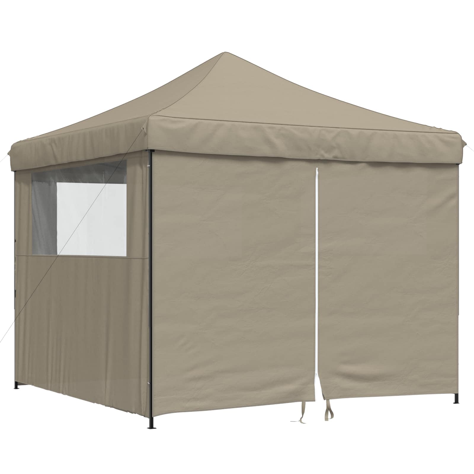 Namiot imprezowy w kolorze taupe 292 x 292 x 315 cm, tkanina Oxford z ramą malowaną proszkowo, składana konstrukcja, liny wiatrowe i koziołek, idealny do ogrodu, na taras, kemping, wesele