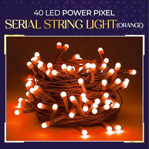 Image of Lexton 40 LED Power Pixel Serial String /Fairy Light | Plug Sourced | Suitable for Home & Outdoor Decoration, Diwali, Christmas, Ramadan, Wedding, Party, Festival (Pack of 50, Orange)