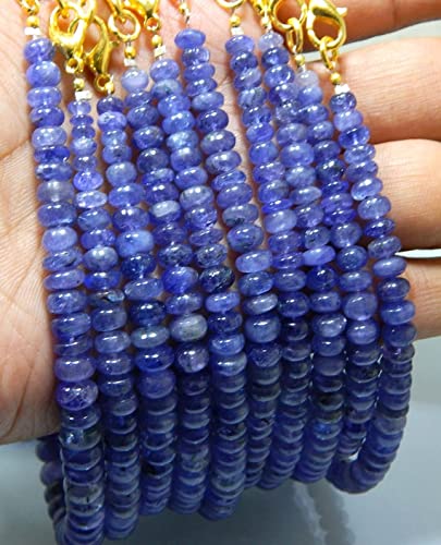 Tanzanite smooth beads rondelle pierre naturelle pour création de collier de perles