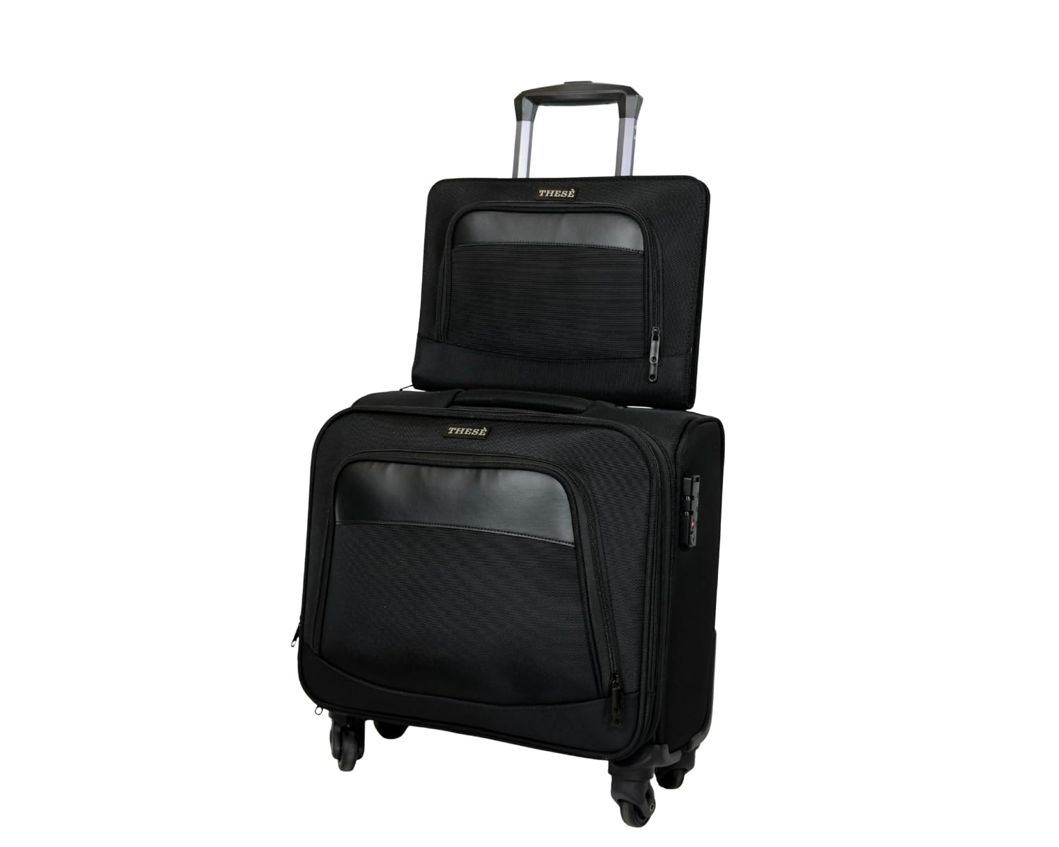 Trolley Sac de travail pour ordinateur portable 42 x 25 x 46 cm 4 roues 360 °, porte-PC/tablette rembourré, organisateur d'affaires, cadenas TSA, compartiment vêtements + dossier porte-documents