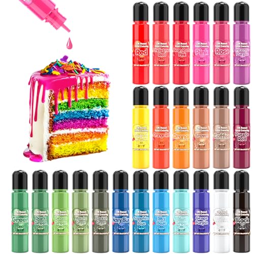 Oil Based Food Coloring, 24 Vivid Color Oil Based Food Coloring for Chocolate Melts Candy Cake - 0.35 Fl. Oz (10ml)/Bottles