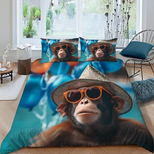 Housse de couette double animaux microfibre 200x200 parure lit imprimé 3D - 3