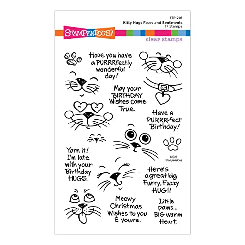 Spellbinders Kitty Faces and Sentiments Clear Stamp Set from The Stampendous Hugs Collection, ONE