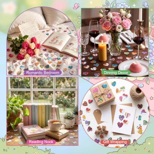 Image of Marspark 1200 Pcs Anime Heart Confetti 1 Inch Colorful Comic Book Paper Table Confetti Art Birthday Party Decorations for Wedding DIY Scrapbooking Accents Birthday Cartoon Photo Prop Bridal Shower