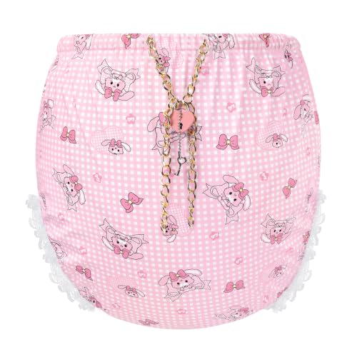 Image of Littleforbig Silky Washable Reusable Waterproof Lockable Waistband Pull-On Bunnies & Bows Usagi Pattern Adult Diaper Cover M