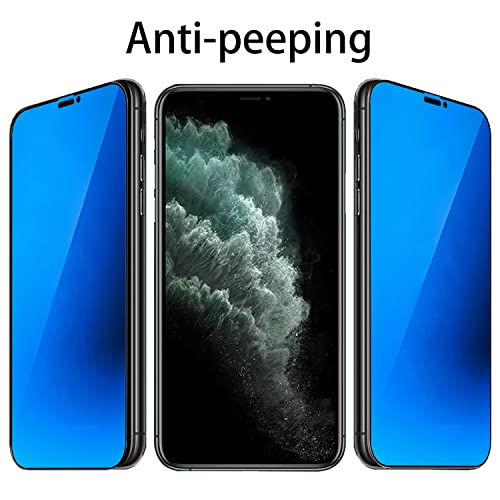 Bwedxez 2 Pcs Anti-Blue Privacy Tempered Glass Mirror Anti-Spy Screen Protector Anti-Peeping Film Suit For Iphone 11 Pro Max/Iphone Xs Max, 6.5 Inch Electroplated 9H Hardness Anti-Scratch (Blue) #TOP1