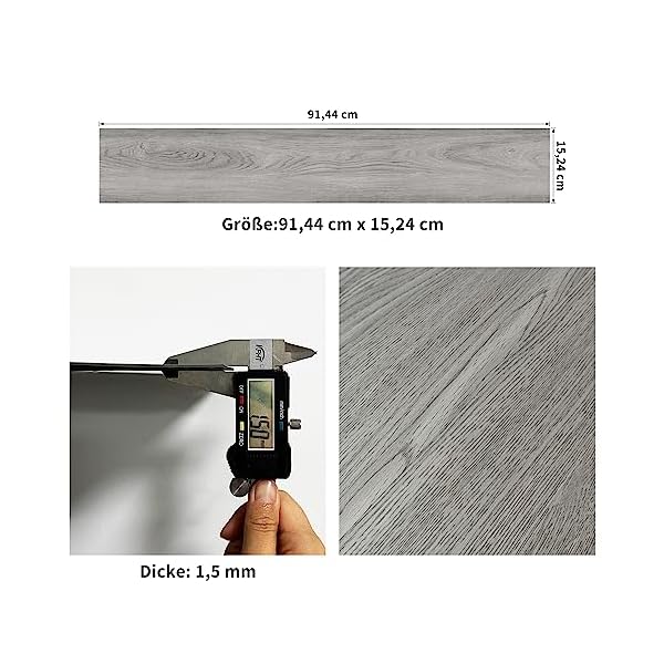 MULGREAT Vinyl-Bodenbelag selbstklebende Dielen PVC- langlebige Holzmaserung für Schlafzimmer, Küche, Wohnzimmer -Dicke 1,5 mm - 2,23m² / 16 Dielen – Bild 3