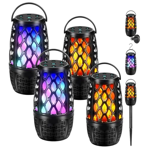 Upgraded Outdoor Speakers With Flame light, Outdoor Bluetooth Speakers With
