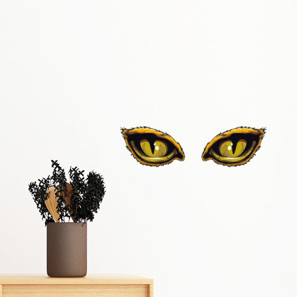Sticker Mural Oeil de Chat Décoration Amovible 60cm pour Chambre