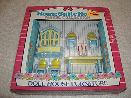 Home Suite Home Pastel Collection 7-pc Diningroom Doll House Furniture Set Toy Street 1993