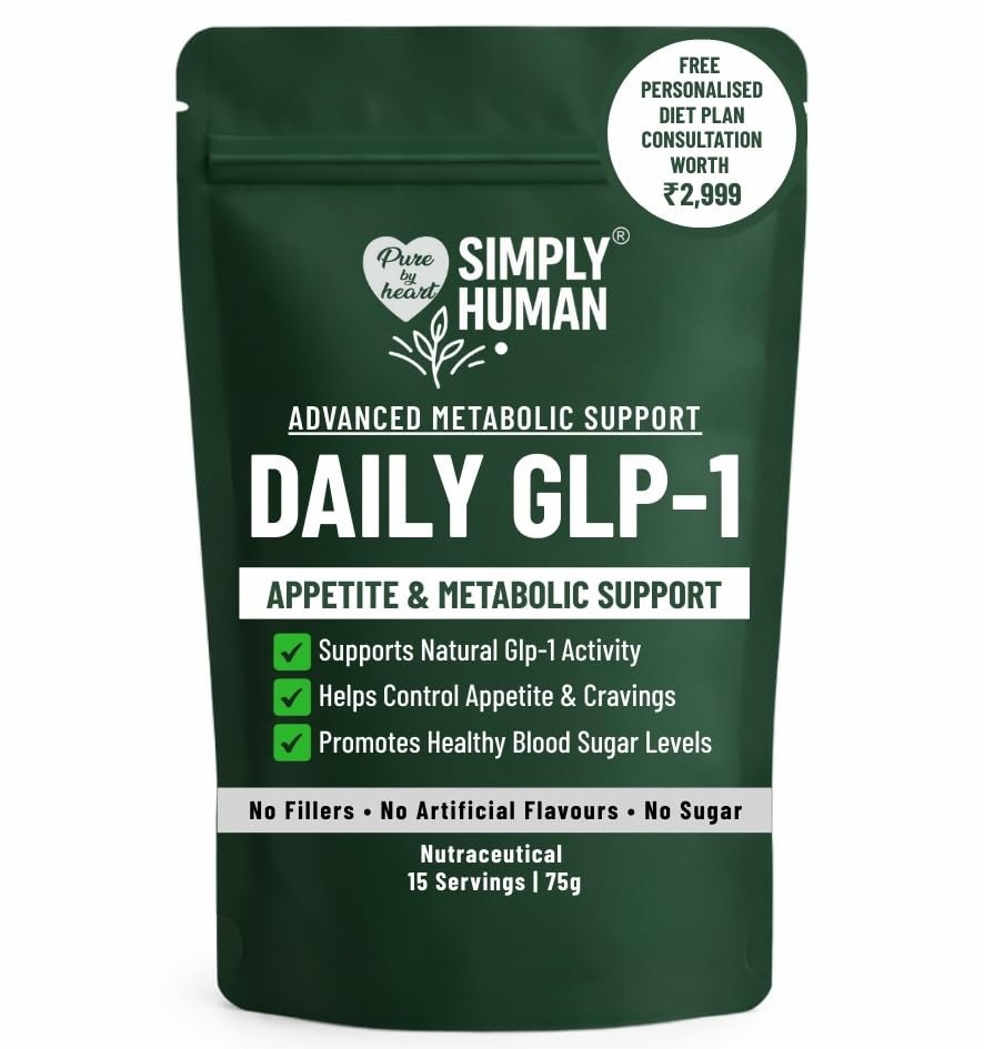 Simply Human® Daily GLP-1 | Advanced Metabolic & Appetite Support | Natural GLP-1 Activator | Controls Cravings & Blood Sugar | 15 Servings (75g)