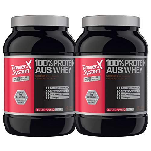 Power System 100% Protein aus Whey 2 x 600 g Molkenprotein Eiweiss-Pulver (Schokolade)