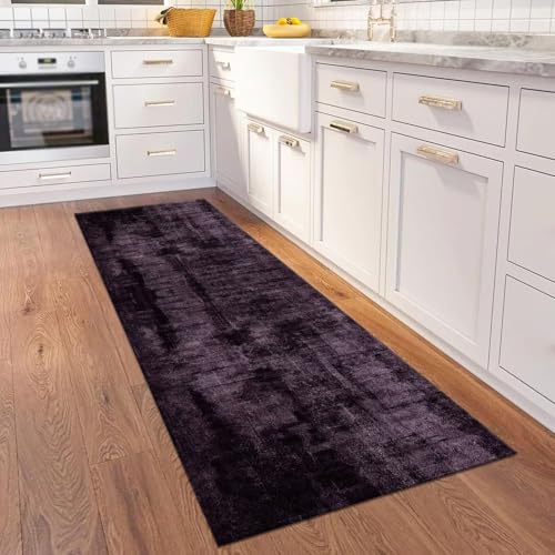 Tapis de sol abstrait violet foncé noir design pour chambre - 4