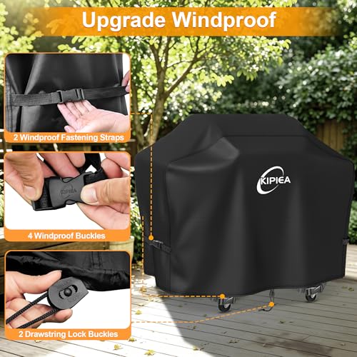 Image of Kipiea 600D Pellet Grill Cover for Camp Chef Woodwind 24, Woodwind Pro 24, Waterproof BBQ Smoker Cover, UV Resistant, No Tear, No Fading