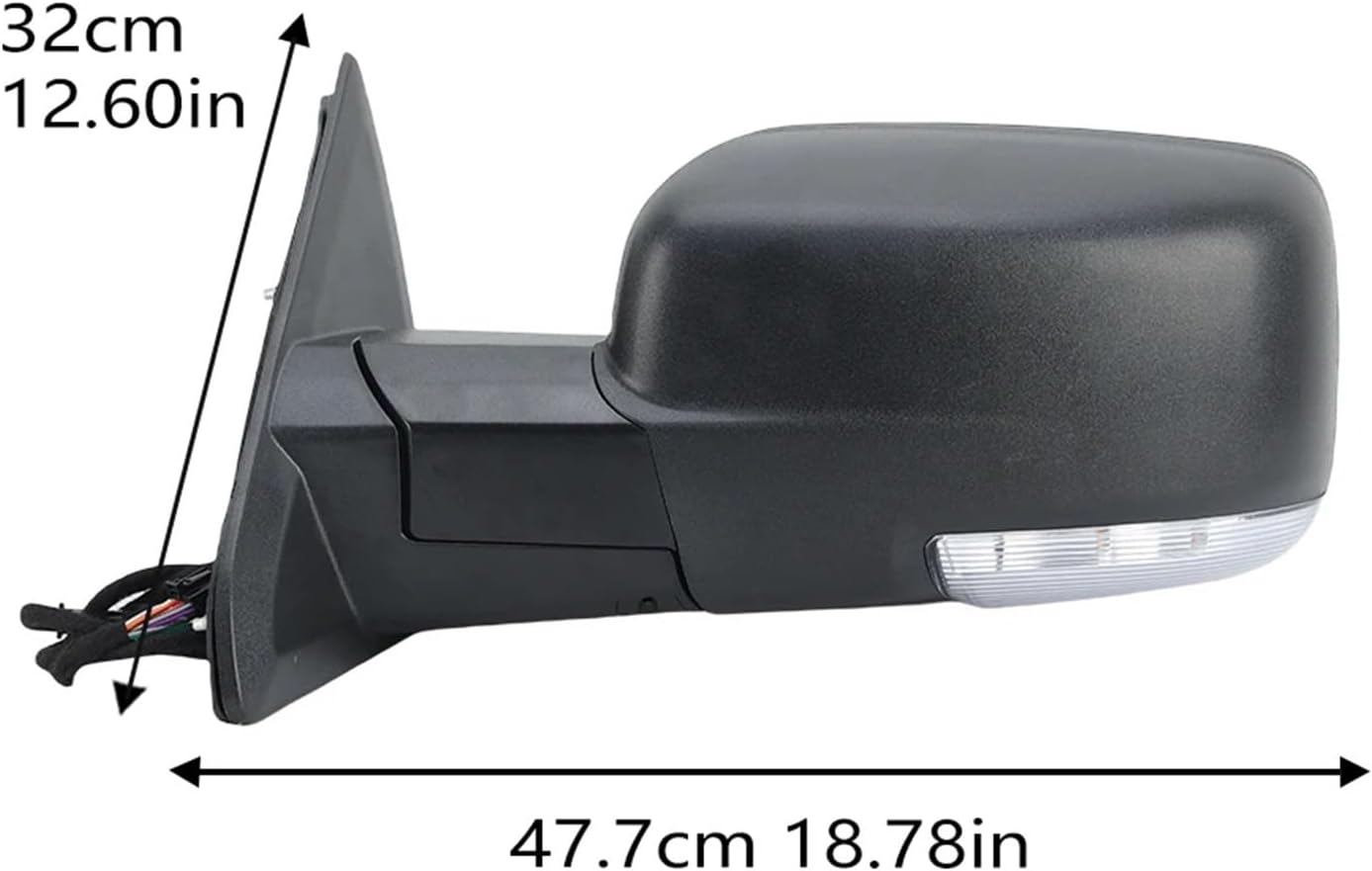 10/9 Pin Rearview Mirror Assembly Compatible For Dodge for Ram 1500 2500 2013-2018 Textured Black Manual Folding Heated Mirror Car Accessories(1 pair) (1pc left)